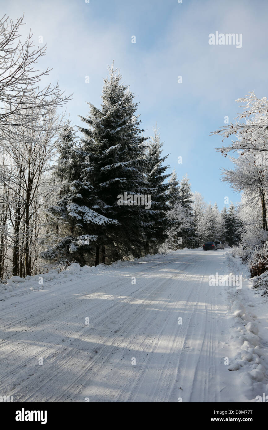 Winterdienst, Holz Stockfoto