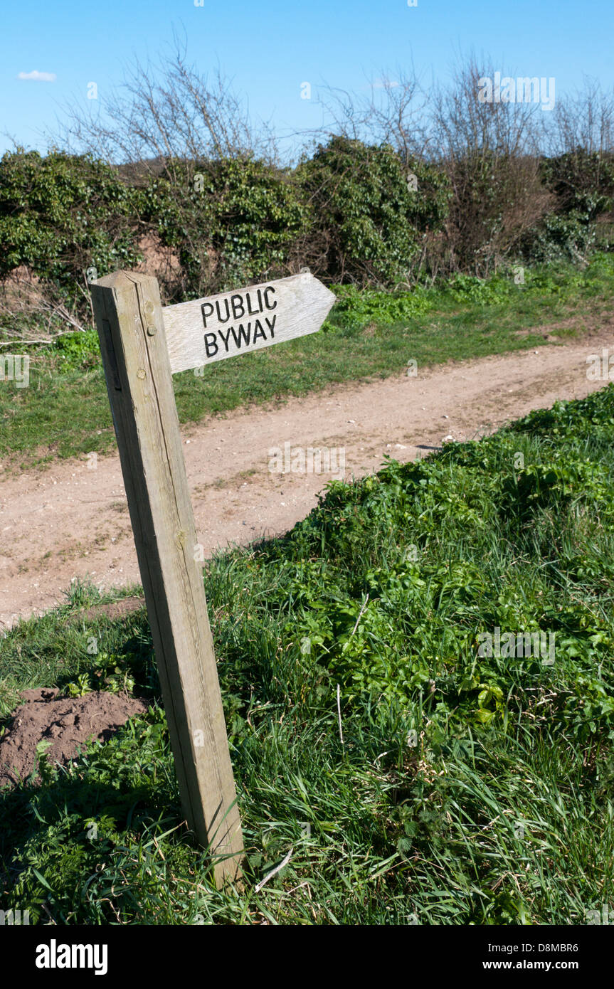 Ein öffentlicher Byway Zeichen. Stockfoto