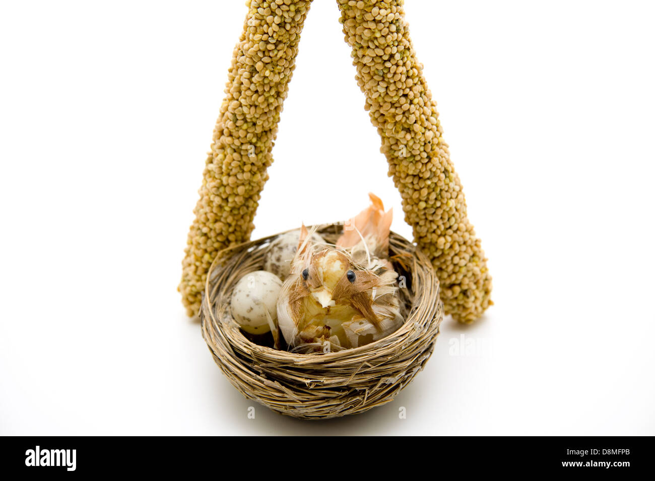 Hirse mit Vogel Stockfoto