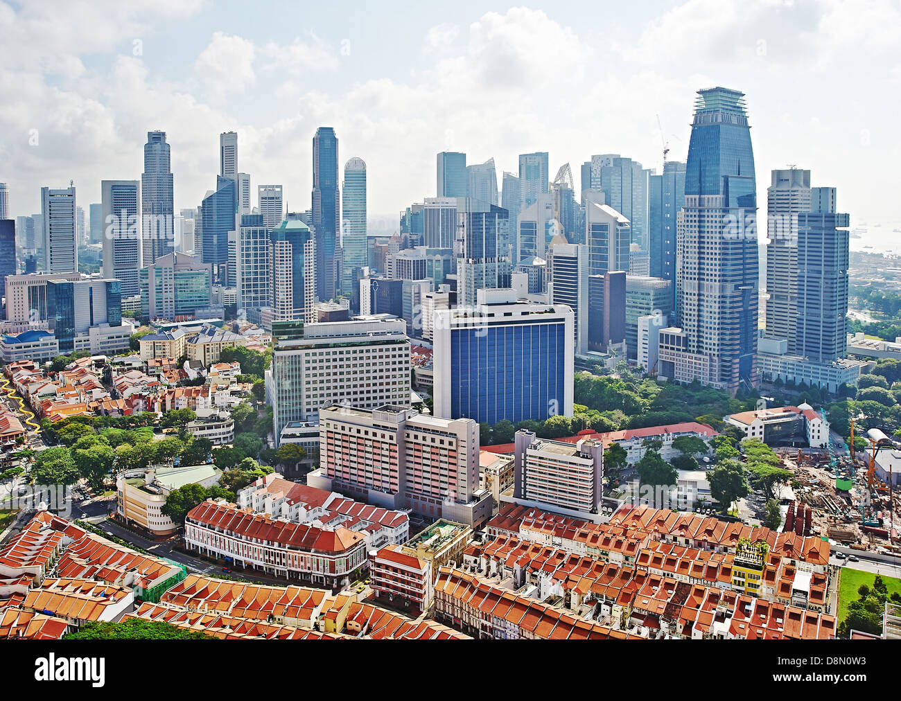Luftbild auf Chinatown und geschäftlichen Zentrum von Singapur Stockfoto