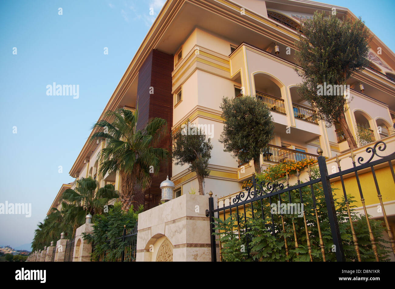 Türkische Hotel in den frühen Morgenstunden Stockfoto