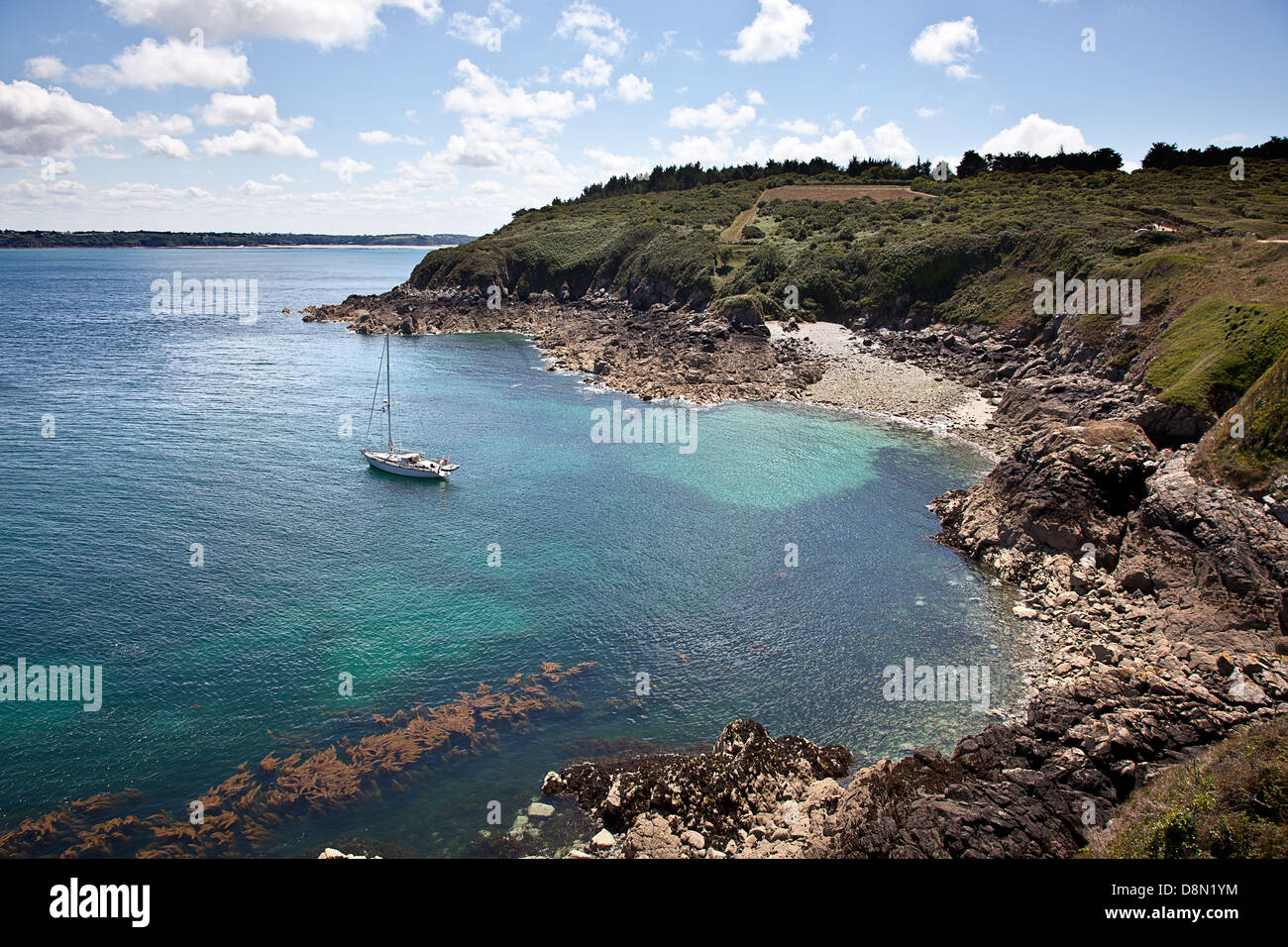 Küste und Klippen bei Cap Frehel Frankreich Stockfoto