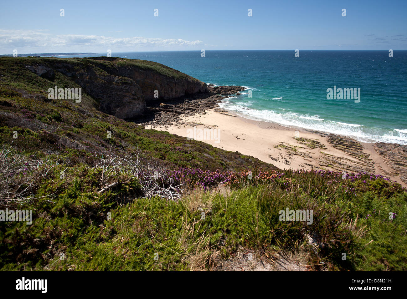 Küste und Klippen bei Cap Frehel Frankreich Stockfoto