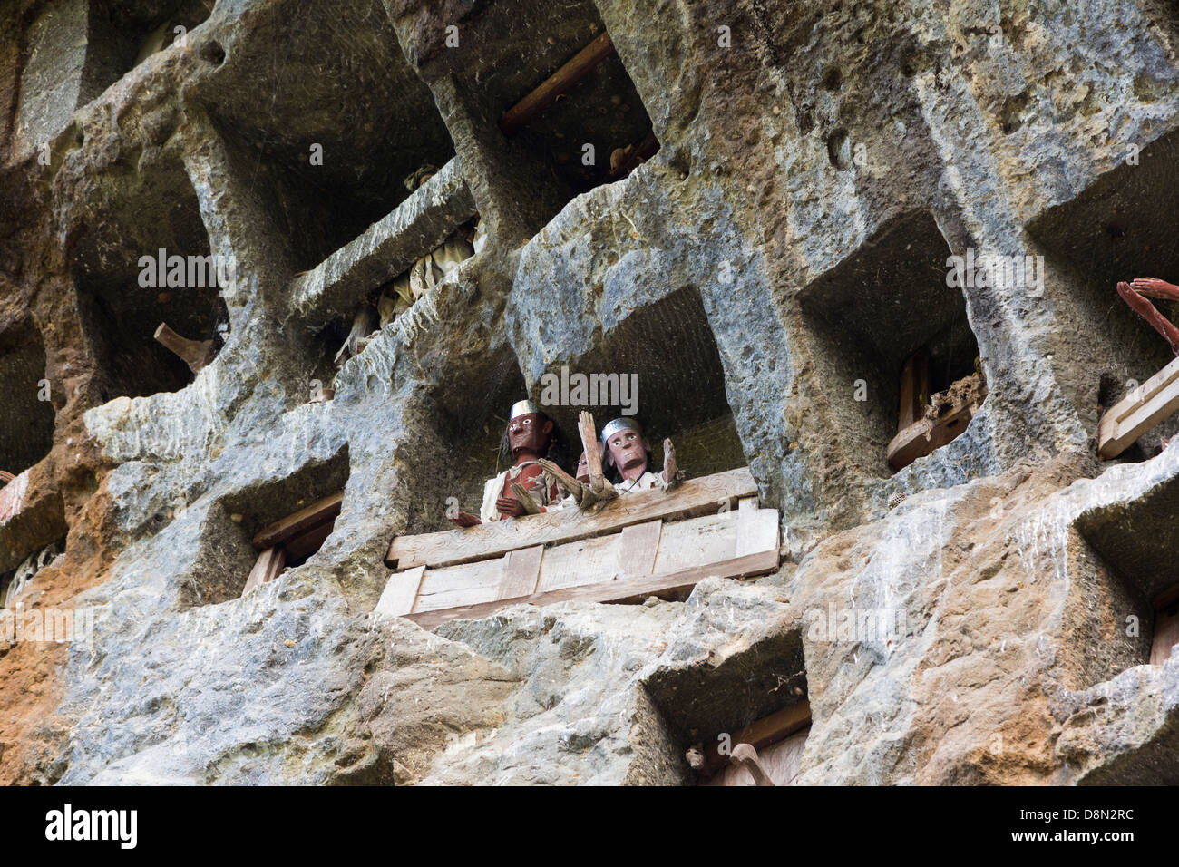 Tau Tau sind Holzpuppen repräsentieren die tote Person in Bestattungsriten in Tana Toraja in Zentral-Sulawesi in Indonesien Stockfoto