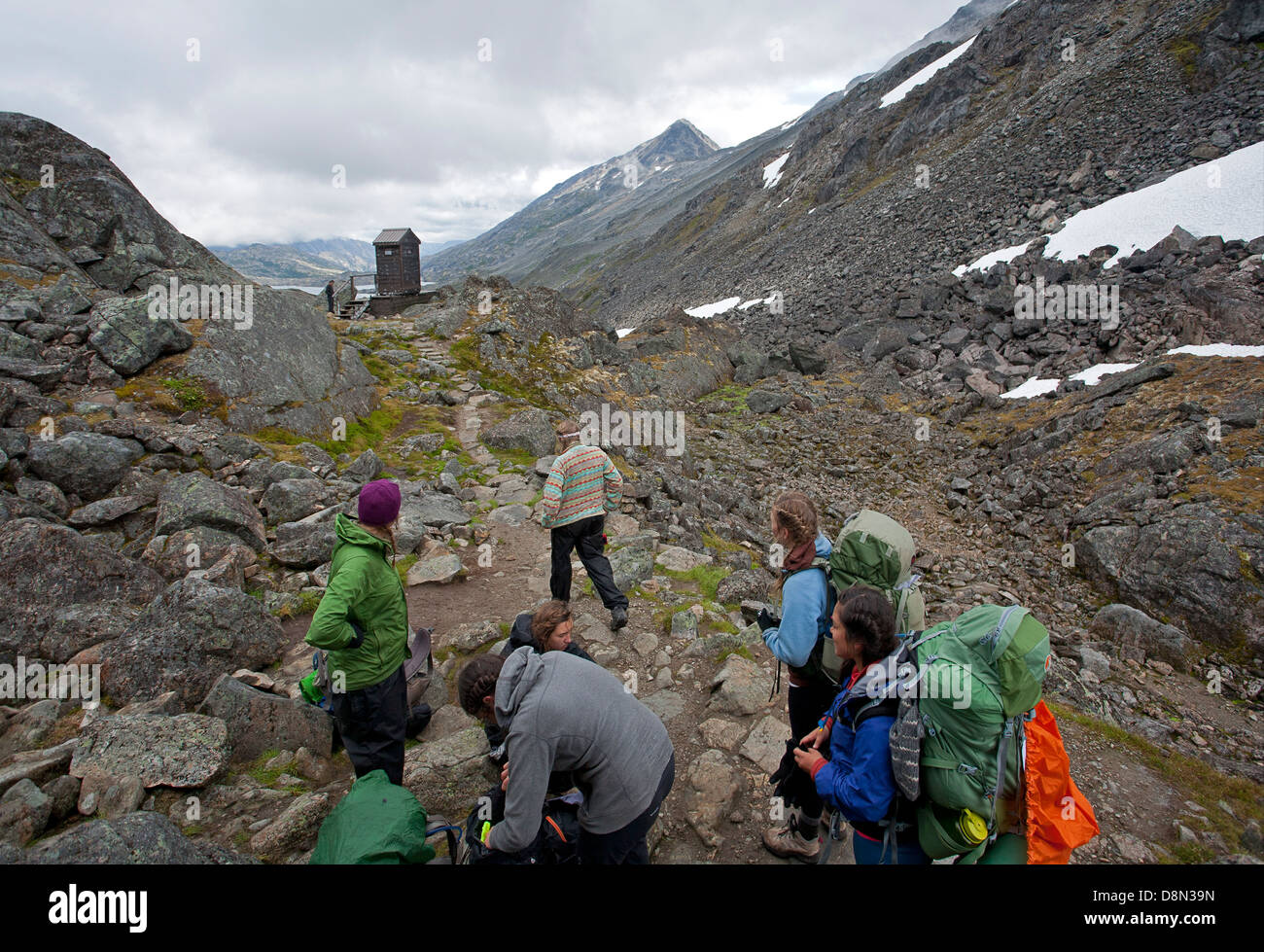 Frauen wandern. Chilkoot Trail. Britisch-Kolumbien. Kanada Stockfoto