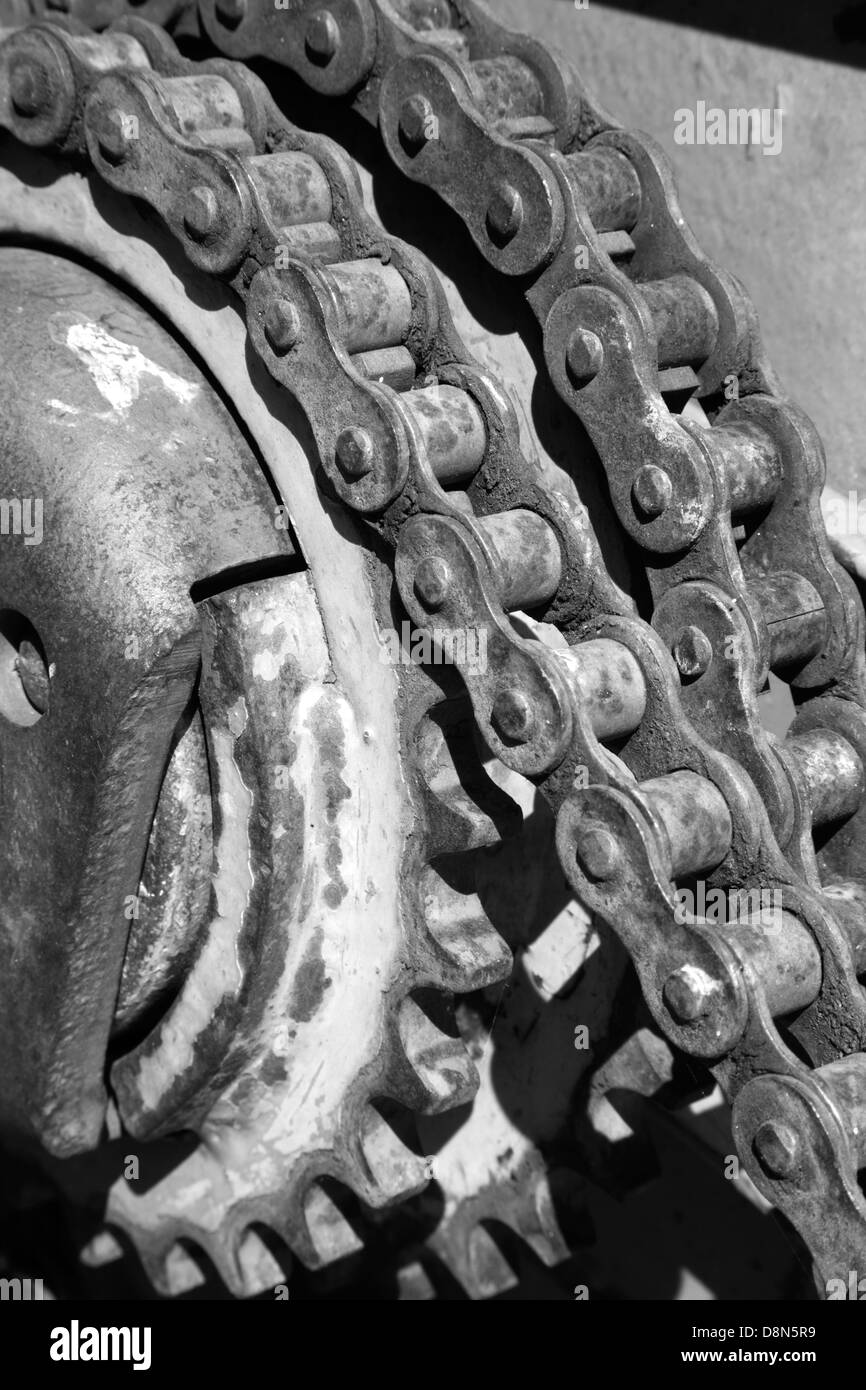 Zahn-Rad aus alten Mähdrescher Stockfoto