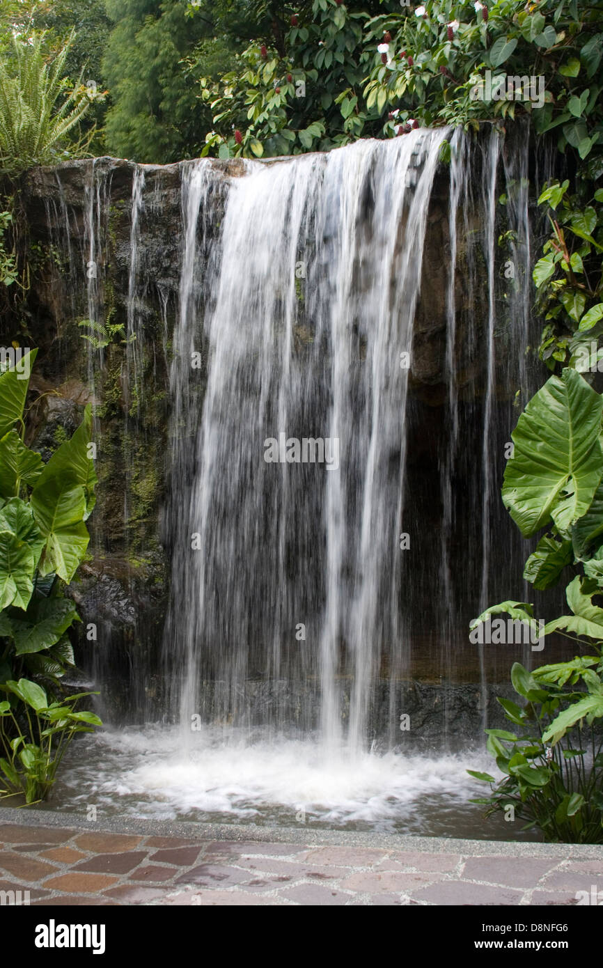 Wasserfall in der National Orchid Garden, Singapore. Stockfoto