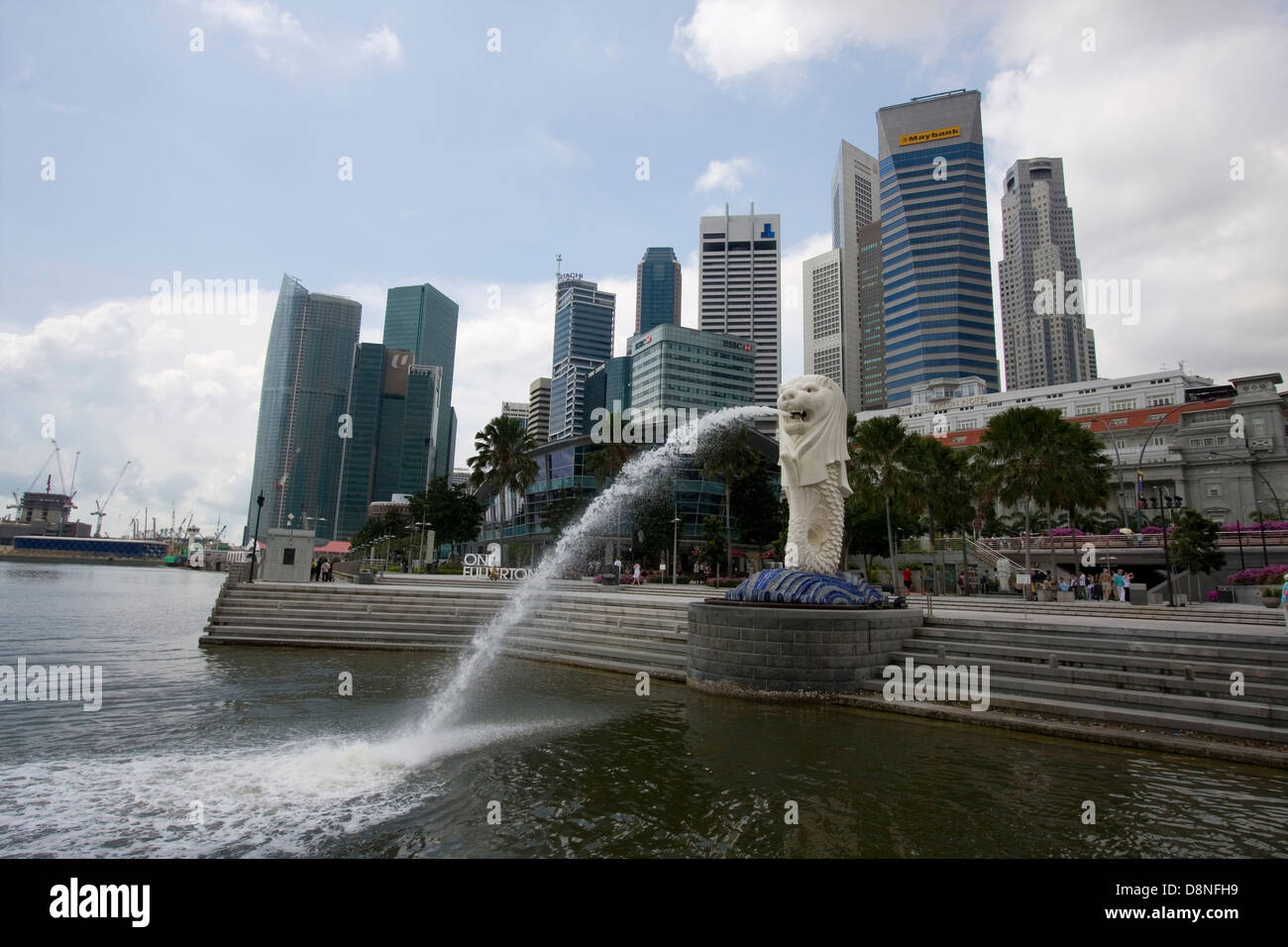 Der Merlion Merlion Park, in der Nähe der Innenstadt von Singapur, Singapur. Stockfoto
