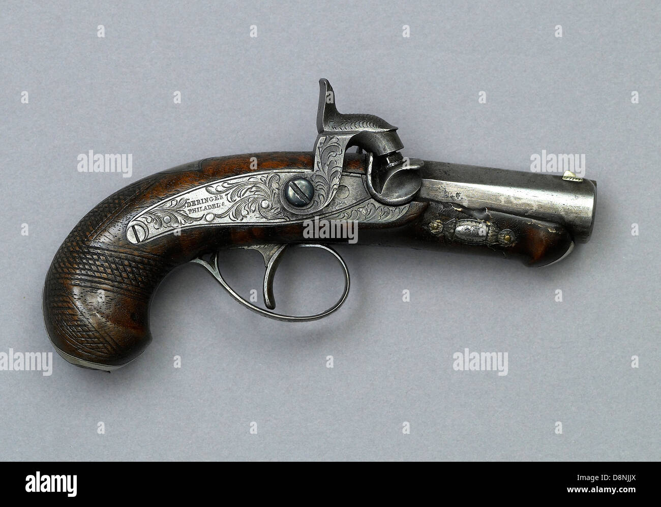 Derringer Pistole John Wilkes Booth verwendet, Abraham Lincoln zu ermorden. Stockfoto