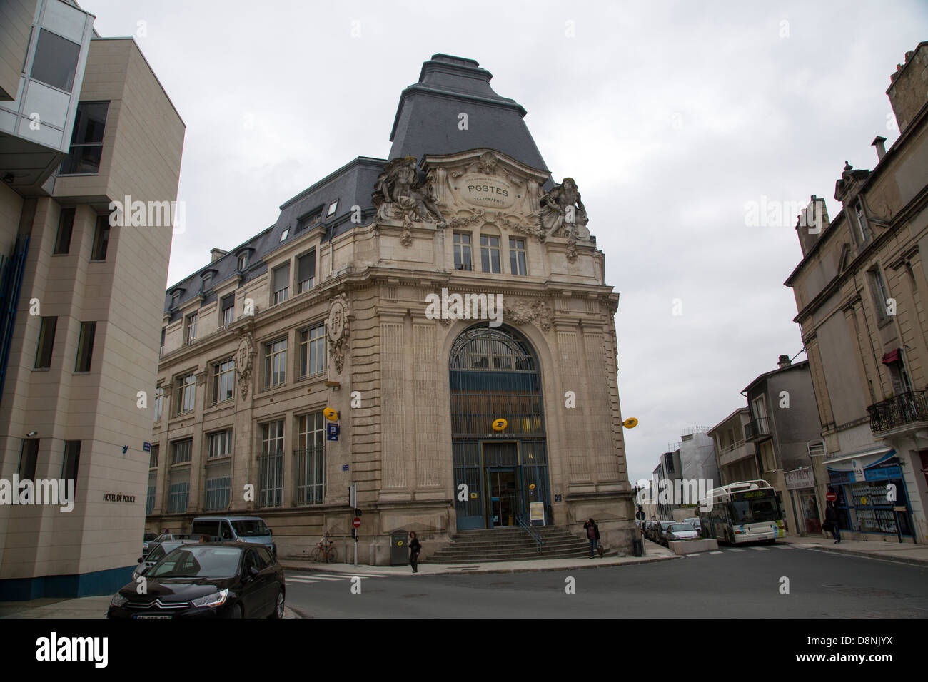 Poitiers Postamt Innenstadt Hauptgebäude verzierten Stockfoto