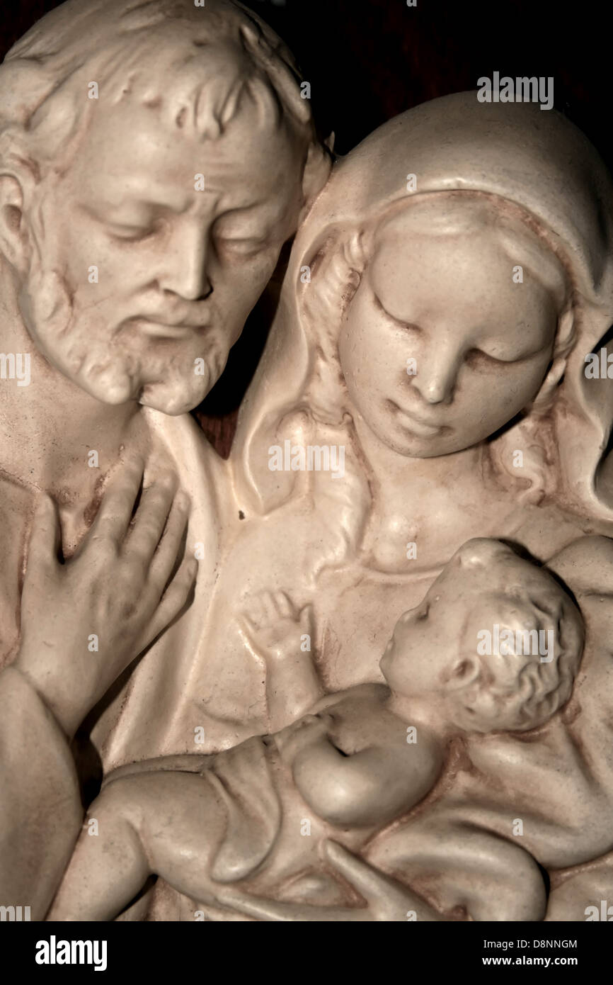 Heilige Familie - Maria und Josef mit dem Jesuskind. Stockfoto