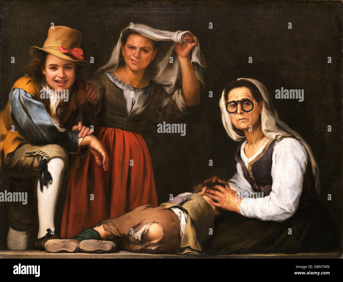 Bartolomé Esteban Murillo, vier Figuren auf einer Stufe. Ca. 1655 – 60. Öl auf Leinwand. Kimbell Art Museum, Fort Worth, Texas. Stockfoto