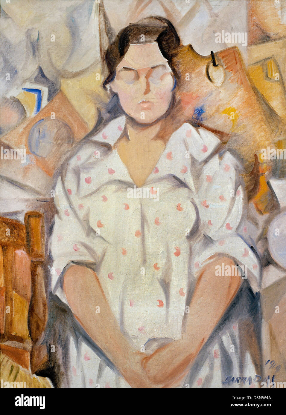 Rafael Barradas, Porträt von Pilar 1919 Öl auf Leinwand. Museu Nacional d ' Art de Catalunya, Barcelona, Spanien. Stockfoto