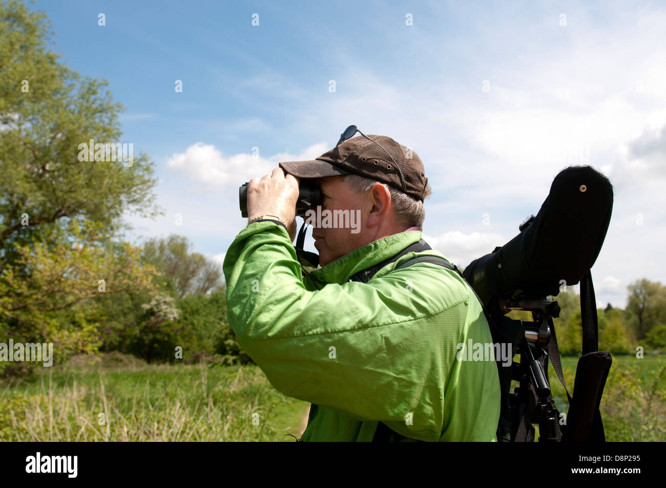 Vogel-Spotter bei Paxton Gruben Nature Reserve, Cambridgeshire, England, UK Stockfoto