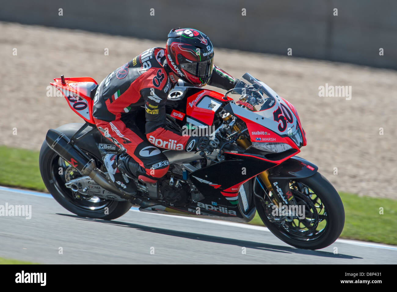 Sylvain Guintoli auf Aprilia Superbike, 2013 Stockfoto