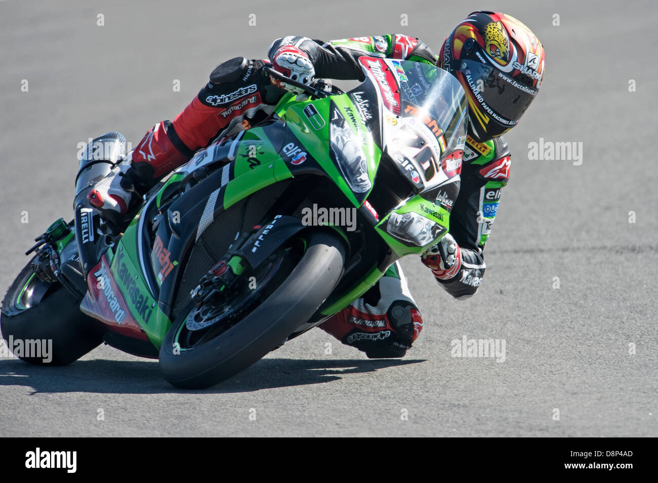 Loris Baz auf Kawasaki Superbike, 2013 Stockfoto