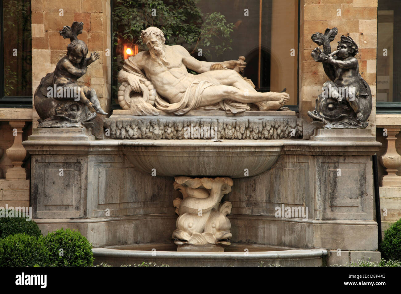 Belgien; Brüssel; Rathaus, Innenhof, Brunnen, Stockfoto