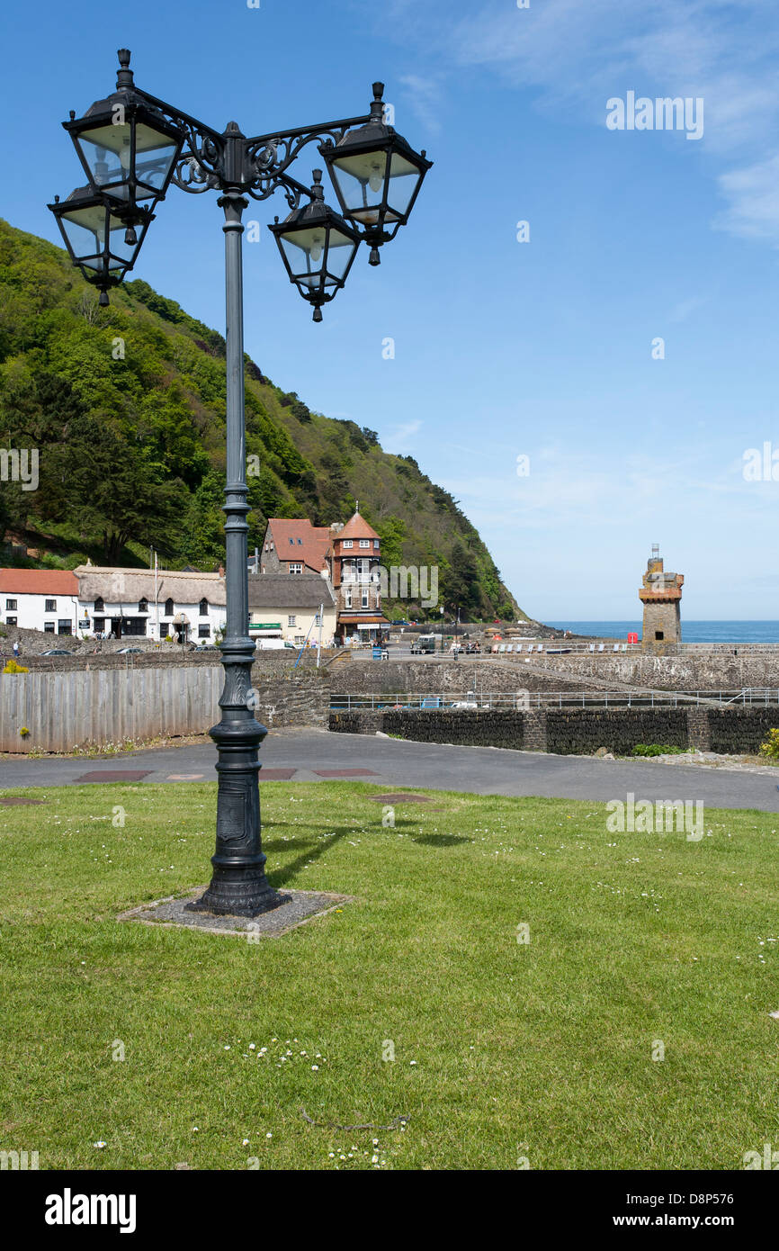 Viktorianische Laternenpfahl in Lynmouth, Devon Stockfoto