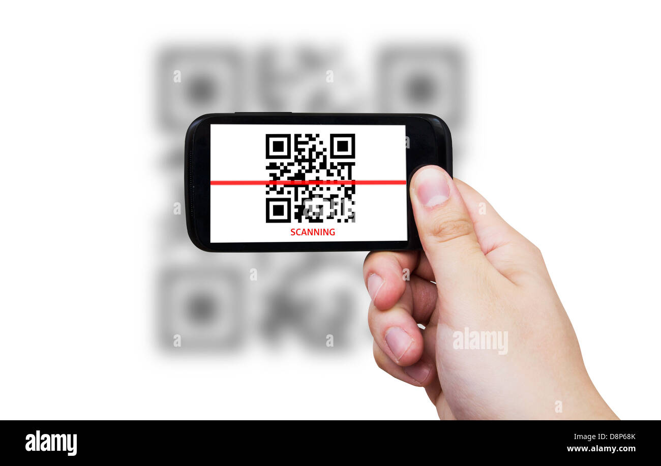 Smartphone scannen QR-code Stockfoto