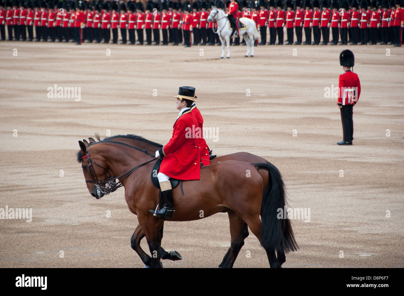 Probe der Königin Geburtstag Parade, The Major General Review bei der Horse Guards Stockfoto