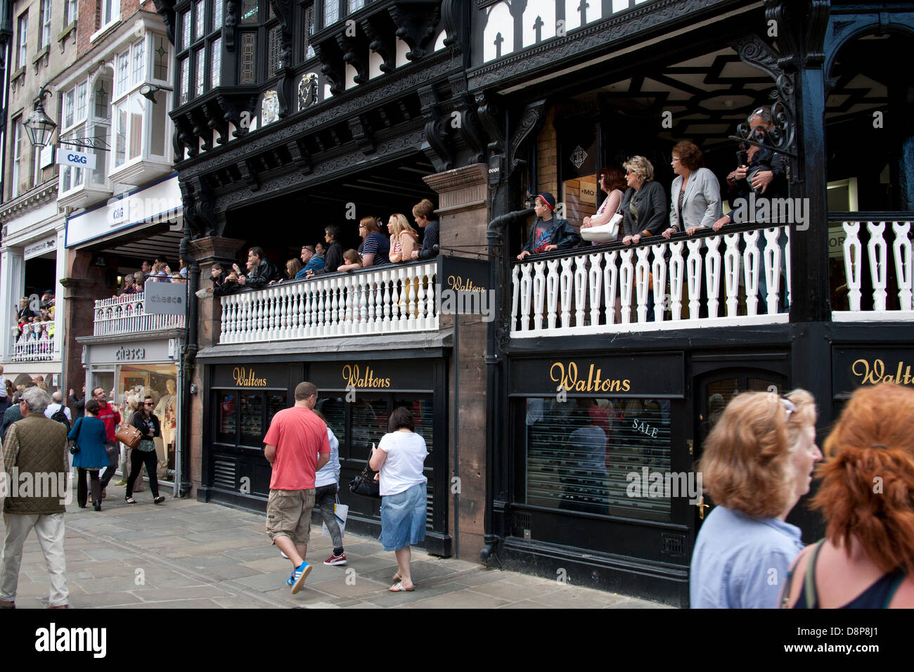 Chester, UK 2. Juni 2013. Zuschauer im Chesters Carnival of Giants den 60. Jahrestag ihrer Majestät Krönung Jahres. 60 Riese Zeichen wurden von den Experten bei Chester Giant City geschaffen.  Die Riesen und ihre Teams feiern Elizabeth II Jubilee Krönung mit dem Thema Bugs, um die Not der bescheidenen Hummel zu markieren. Bildnachweis: Conrad Elias/Alamy Live-Nachrichten Stockfoto