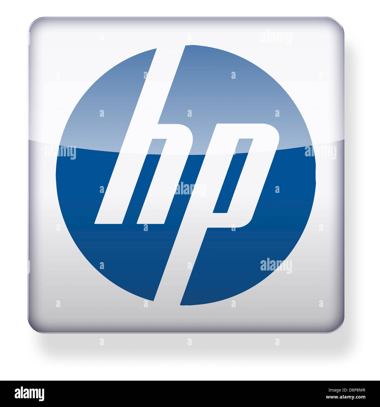 Hewlett Packard Logo als ein app-Symbol. Clipping-Pfad enthalten. Stockfoto