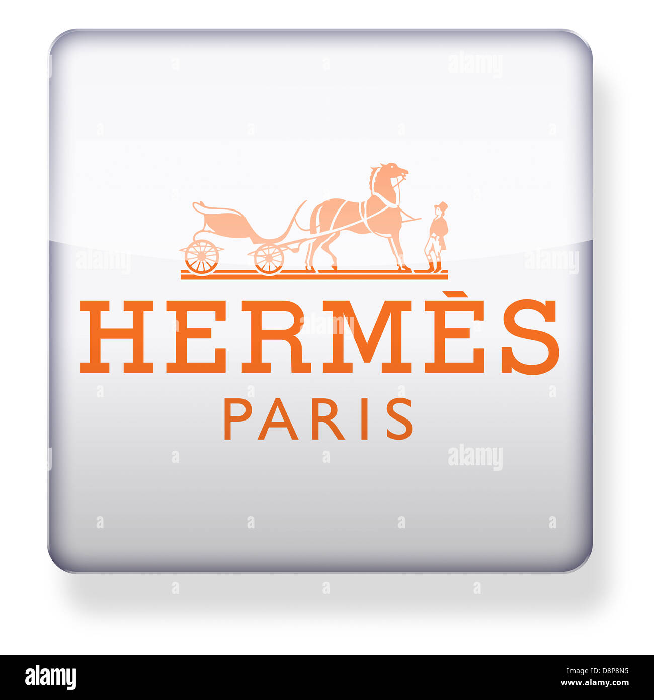 Hermes Paris Logo als ein app-Symbol. Clipping-Pfad enthalten. Stockfoto