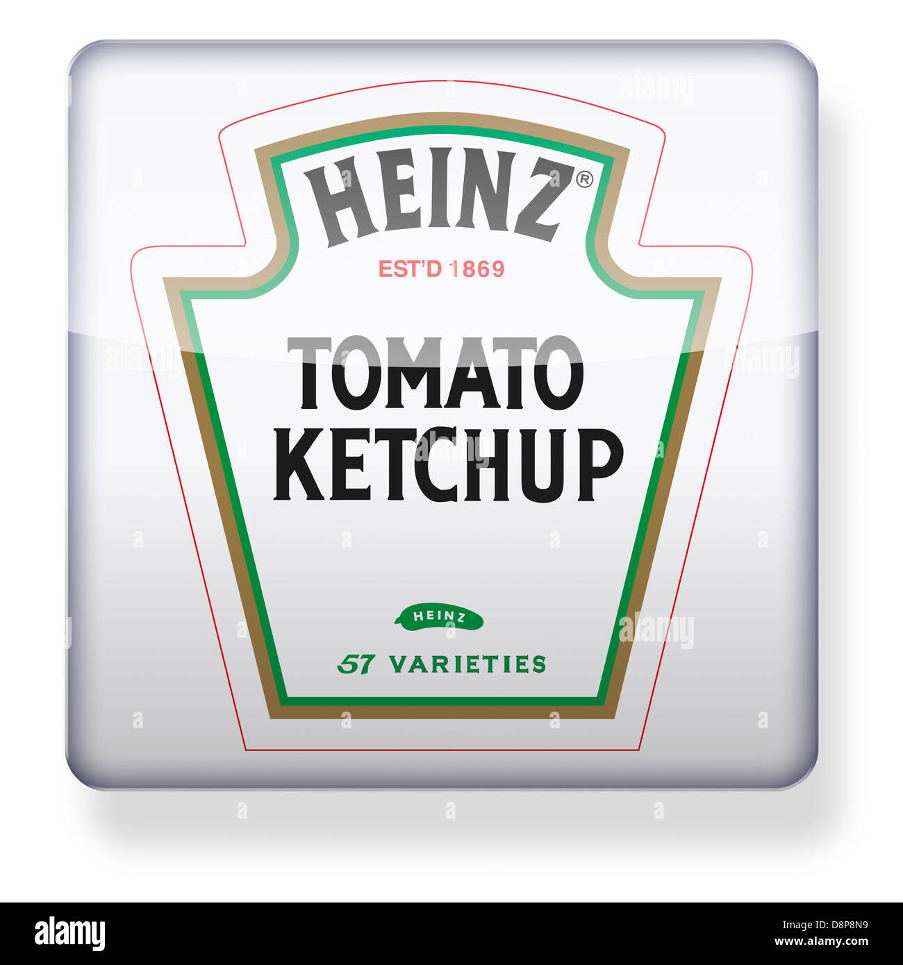 Heinz Tomato Ketchup Logo als ein app-Symbol. Clipping-Pfad enthalten. Stockfoto