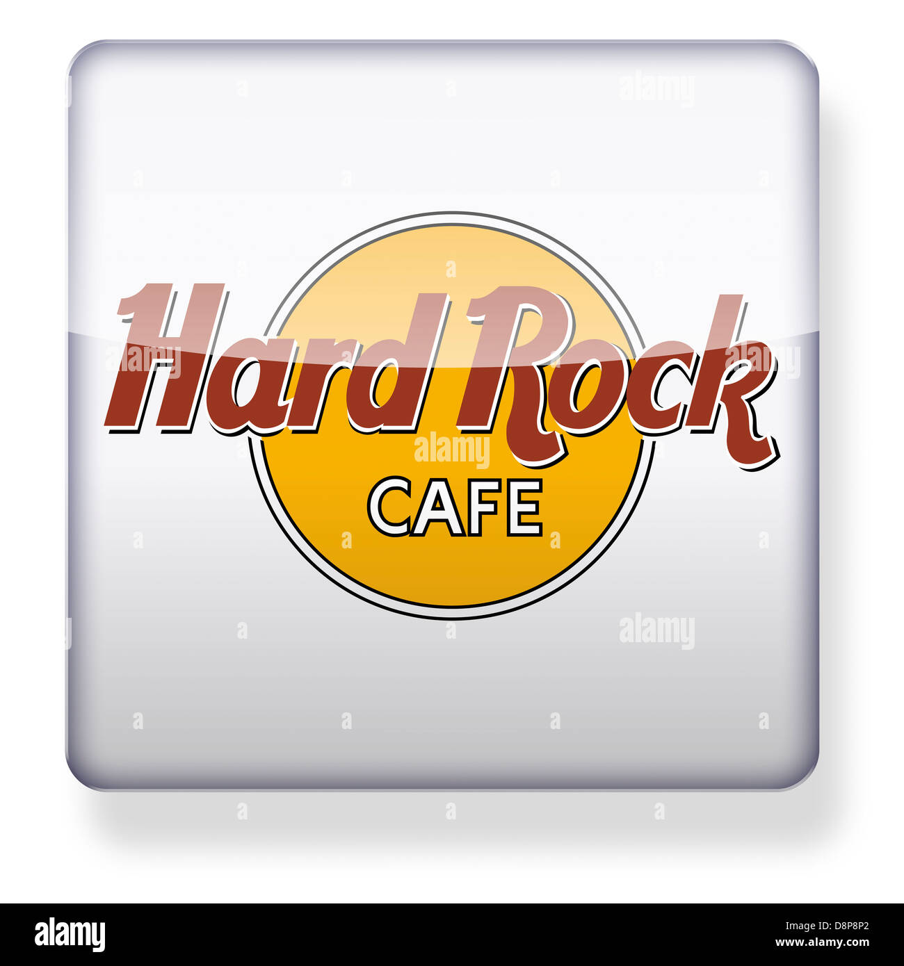 Hard Rock Cafe Logo als ein app-Symbol. Clipping-Pfad enthalten. Stockfoto