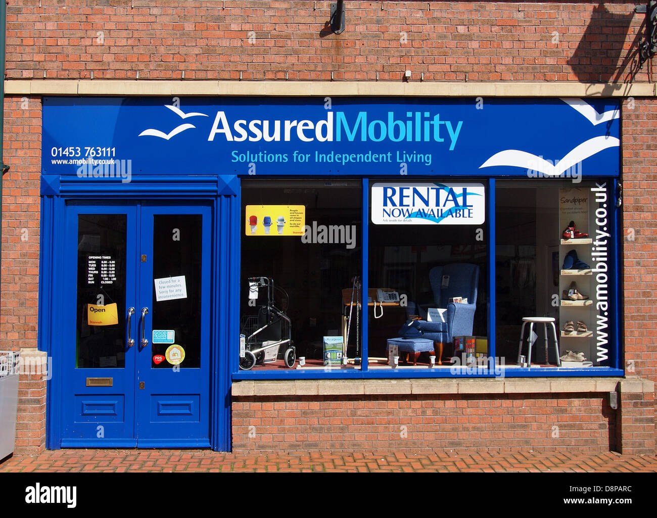 Sichere Mobilität Shop, Stroud, Gloucestershire Stockfoto
