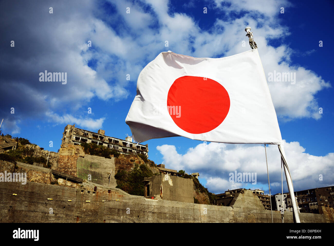 Japanischen Insel Gunkanjima aufgegeben Stockfoto