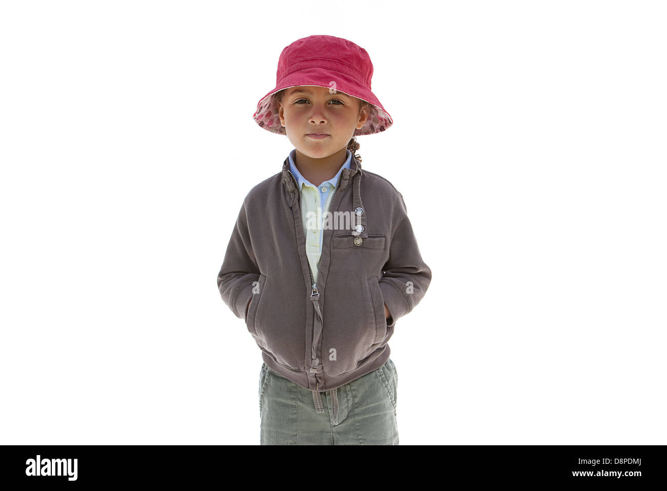 3 jährige auf weißem Hintergrund Stockfoto