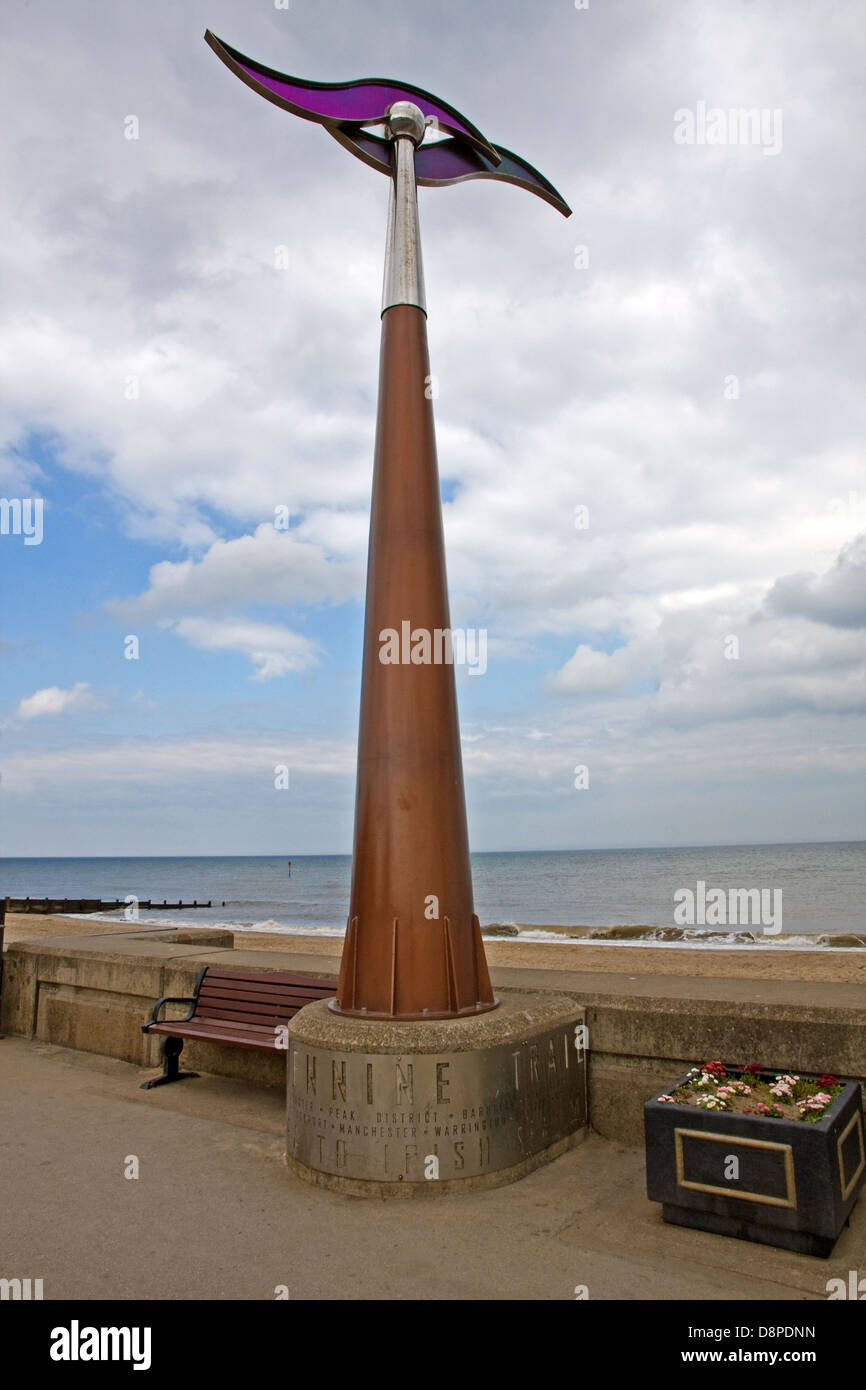 Ende des Trans Pennine Trail, Southport nach Hornsea, bei Hornsea Stockfoto