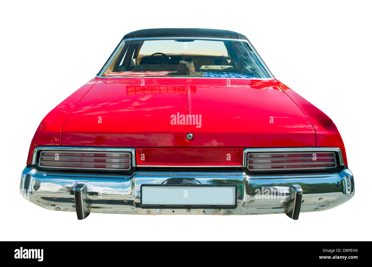 Alten Retro-Oldtimer. Rote Farbe amerikanisches Auto. Weiß isoliert Stockfoto