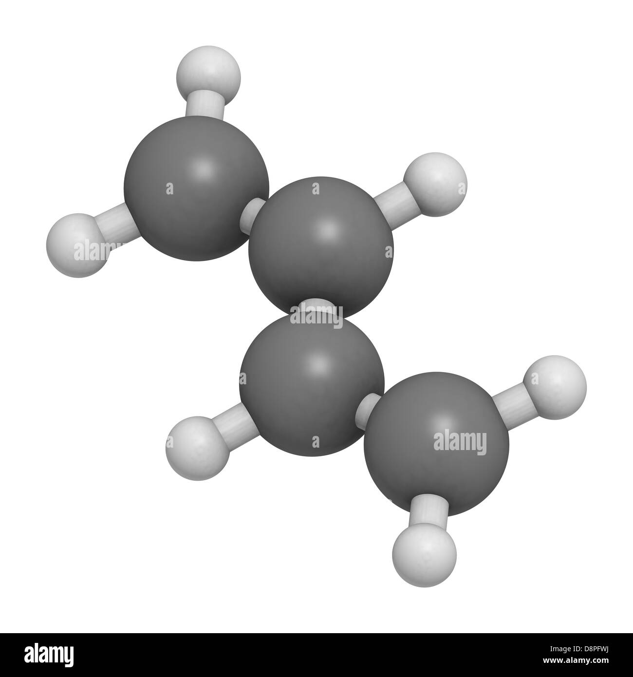 Butadien (1,3-Butadien), der Baustein von ABS Kunststoff und Polybutadien synthetischem Kautschuk. Stockfoto