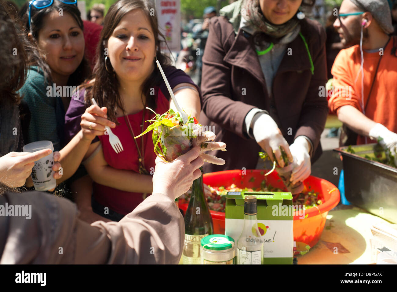 Paris, Frankreich - Förderung des Bewusstseins der Verschwendung von Lebensmitteln, die an der Lebensmittelkette auftritt. Stockfoto