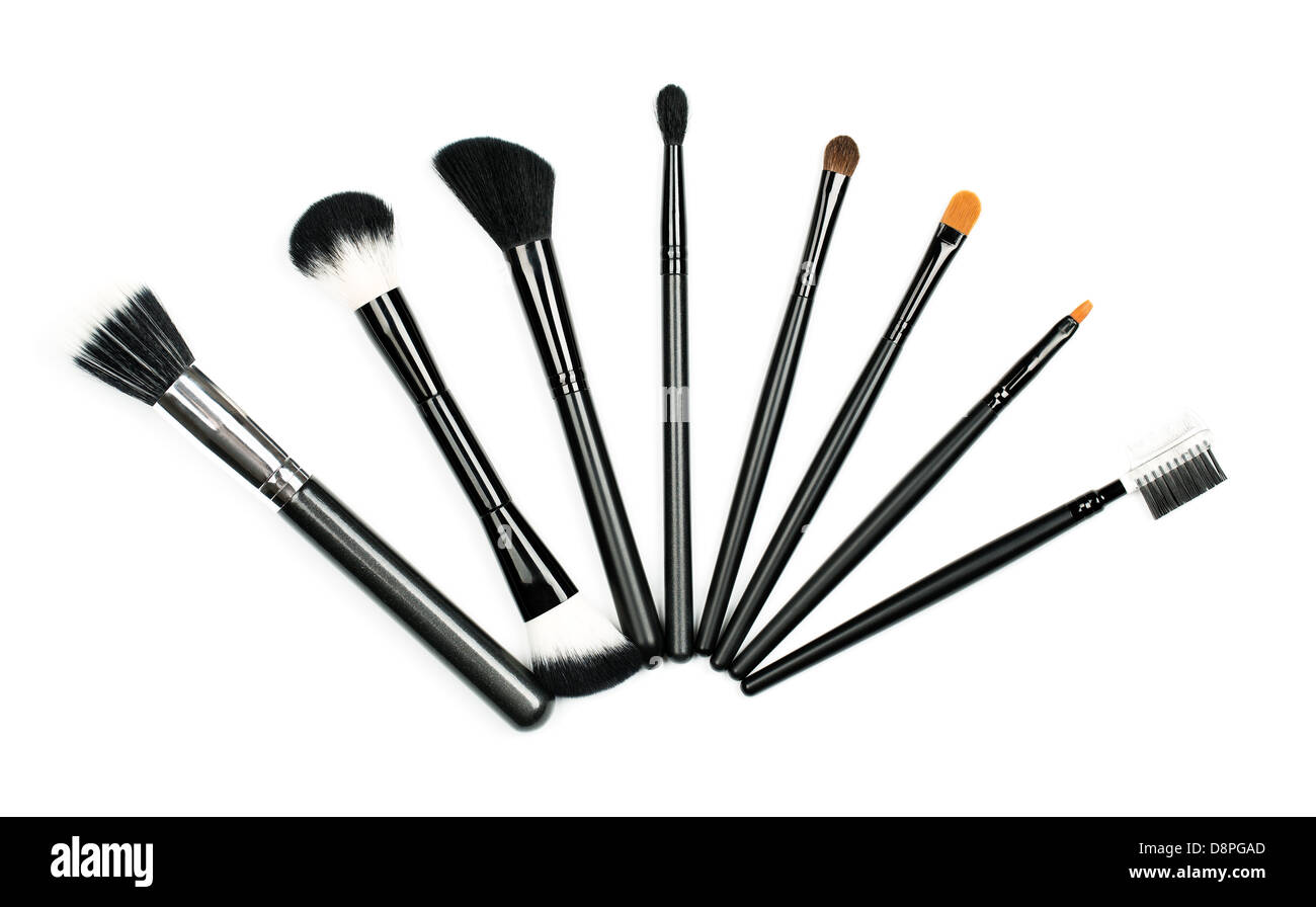 Professionelle Make-up Pinsel set auf weißem Hintergrund Stockfoto