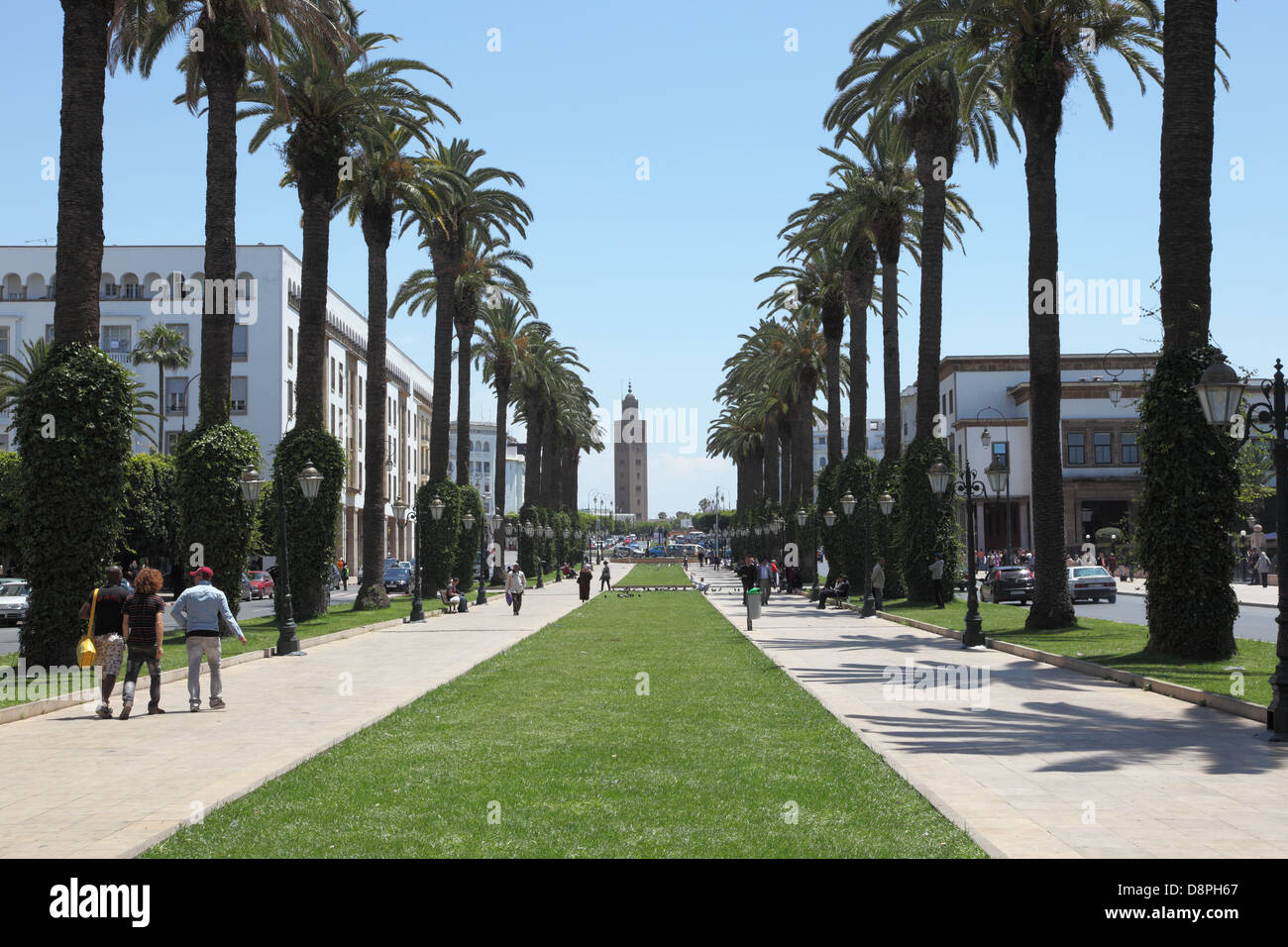 Gasse in der Avenue Mohammed V in Rabat, Marokko Stockfoto