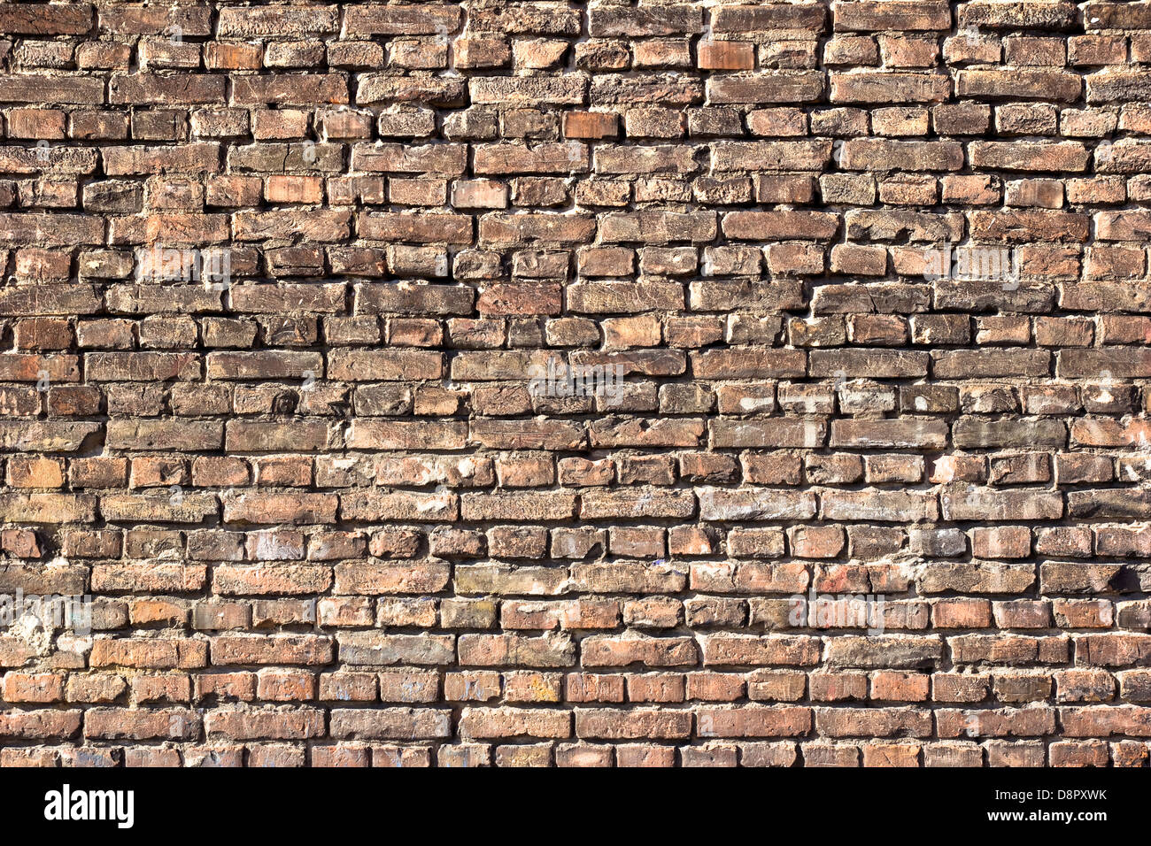 alte, verwitterte Ziegel Wand Textur Hintergrund Stockfoto