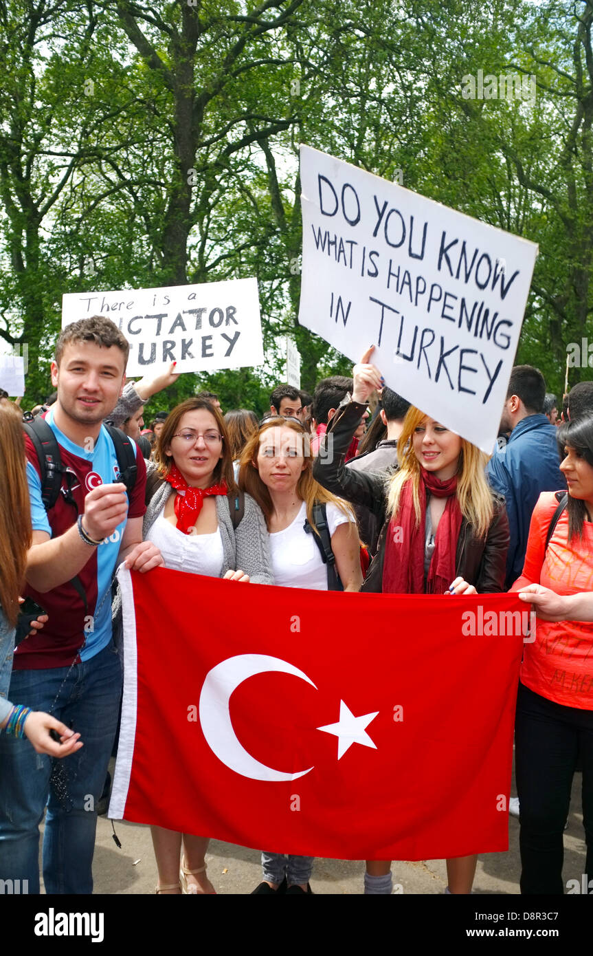 Türkischen Demonstranten in London Stockfoto