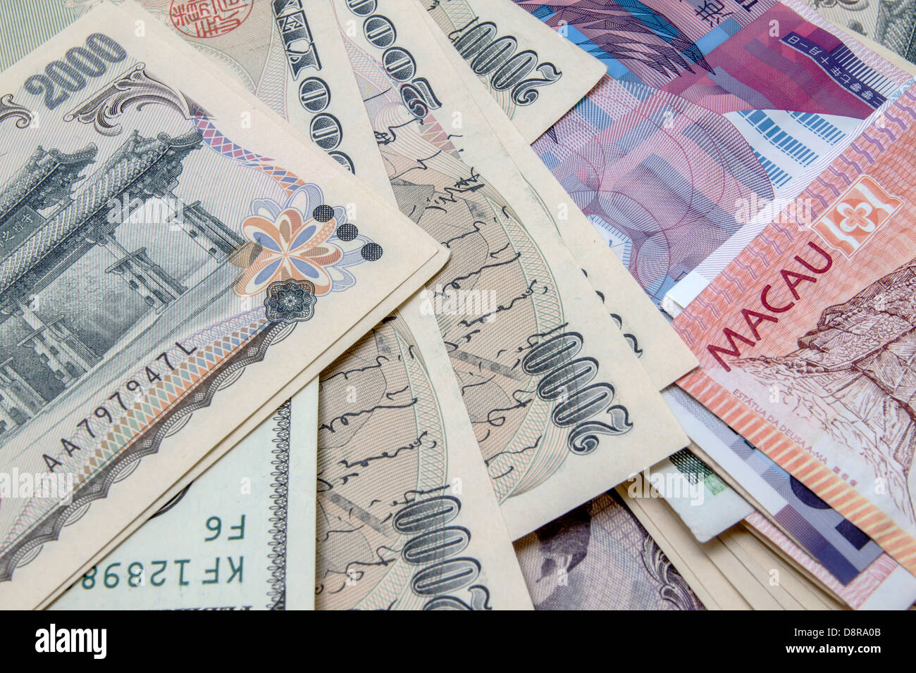 Hintergrund der verschiedenen Währungen Stockfoto