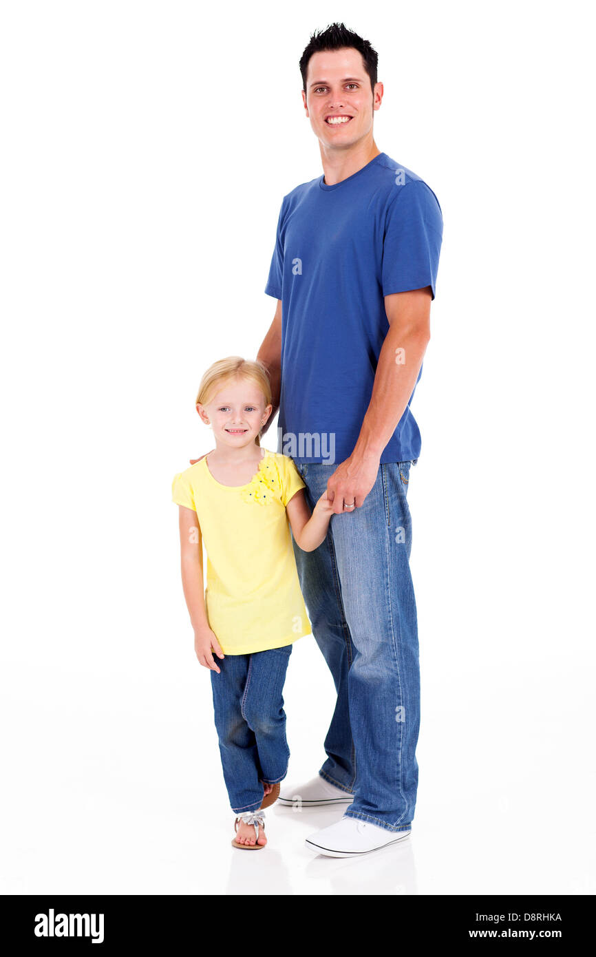 glücklicher Vater und Tochter in voller Länge portrait Stockfoto