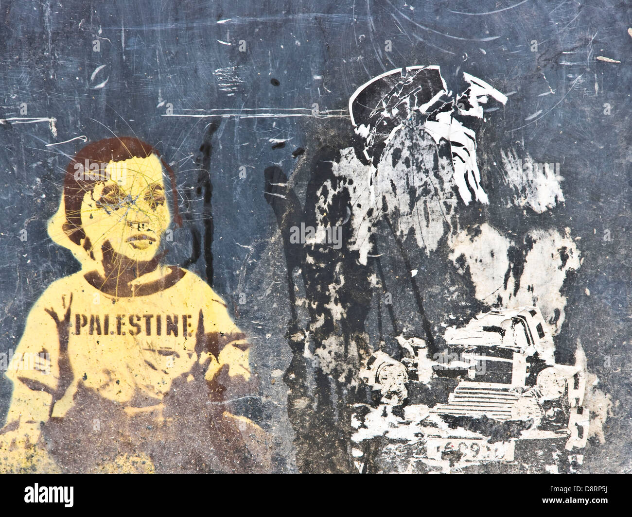 Städtische politische Graffiti Malerei Straßenkunst Cordoba Spanien Andalusien Andalusien Europa Stockfoto