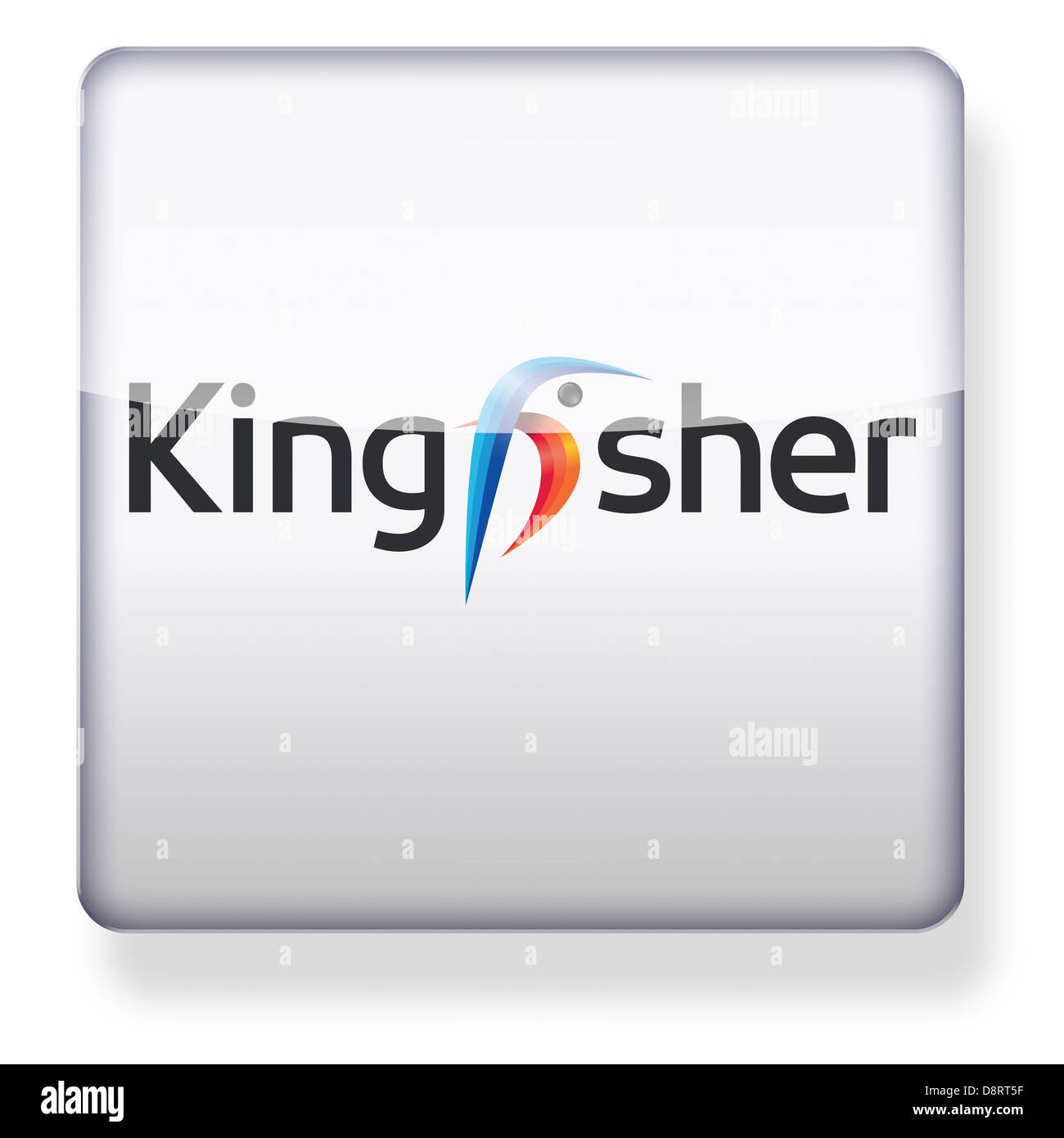 Kingfisher plc-Logo als ein app-Symbol. Clipping-Pfad enthalten. Stockfoto