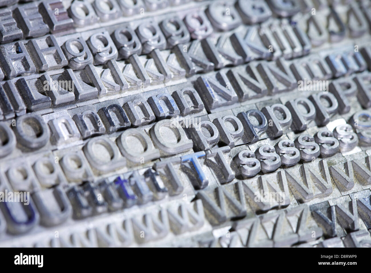 Univers Sans Serif-Schriftart Letterpress-Konzepte Stockfoto