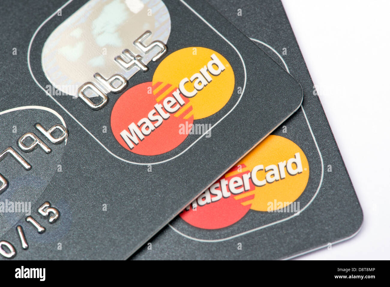 Zwei Mastercard Kreditkarten Stockfoto