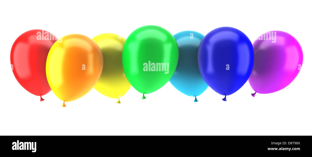 bunte Party Luftballons isoliert auf weiss Stockfoto