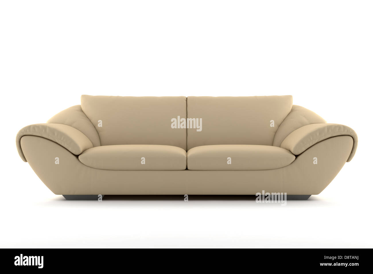 Beige Sofa isoliert auf weißem Hintergrund Stockfoto