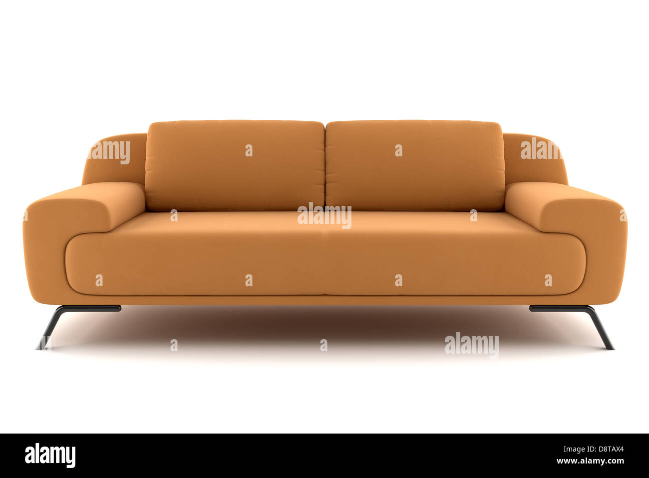 Orange Sofa isoliert auf weißem Hintergrund Stockfoto