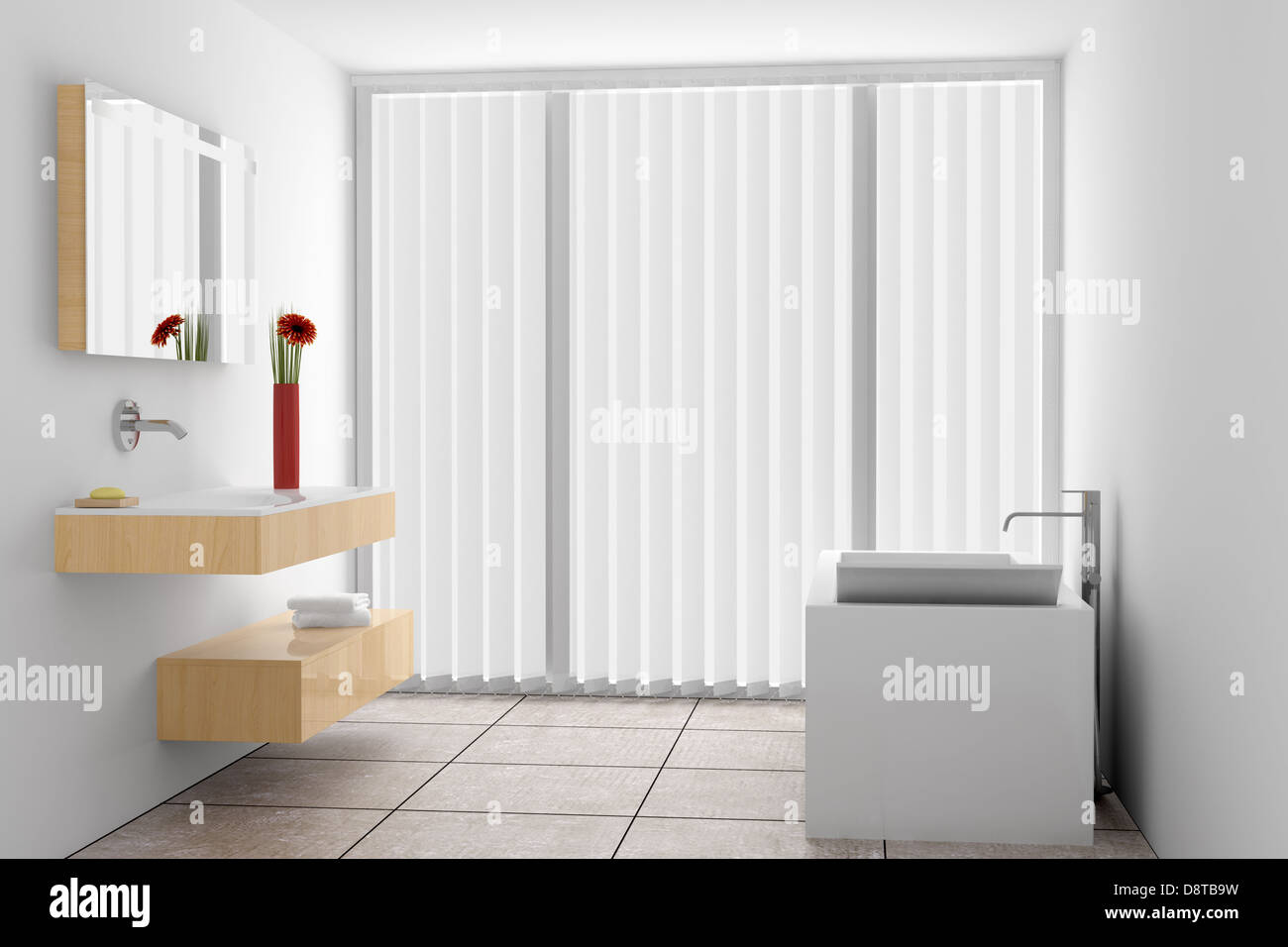 modernes Badezimmer mit weißen Wänden Stockfoto